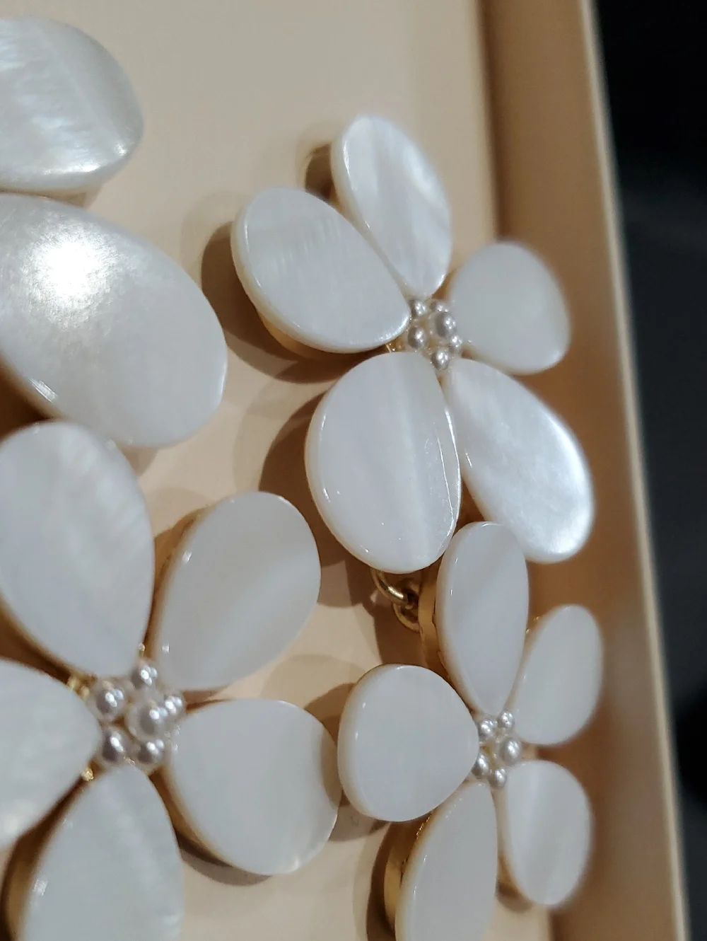 Camila Coelho white mother of pearl daisy flower shape dangle tiered‎ earrings